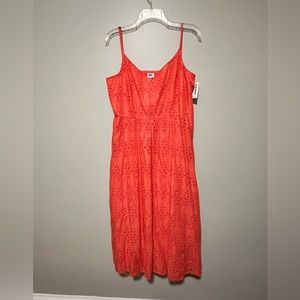 NWT Old Navy coral spaghetti strap eyelet dress